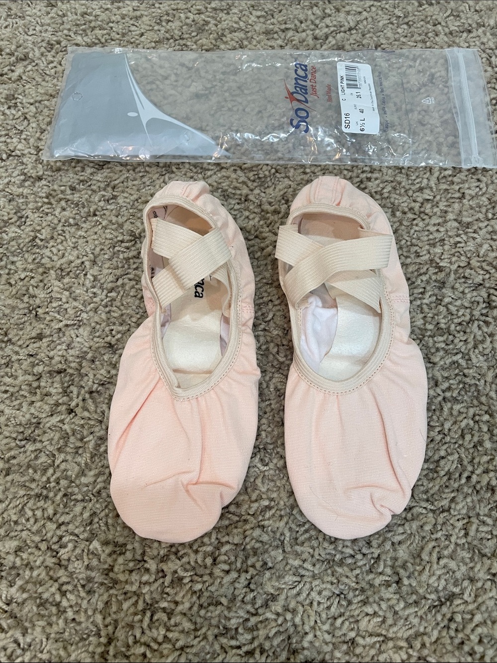 So Danca Women's Pink Ballet Slippers with Elastic Cross Straps